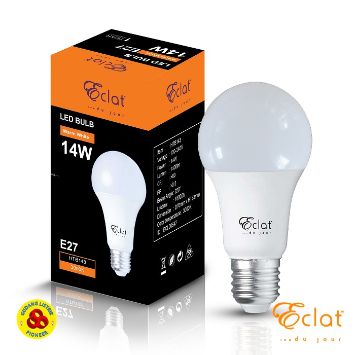 Eclat LED Bulb 14W Kuning E27 Lampu LED 14 Watt 3000K Warm White A70