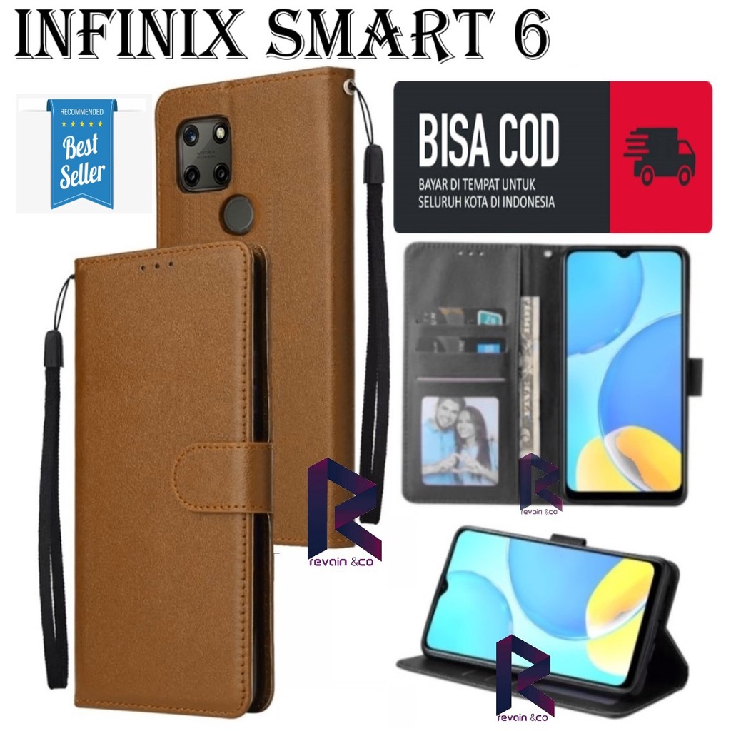 NEW INFINIX SMART 6 SARUNG KULIT FLIP WALLET LEATHER KULIT PREMIUM SARUNG BUKA TUTUP FLIP CASE INFINIX SMART 6