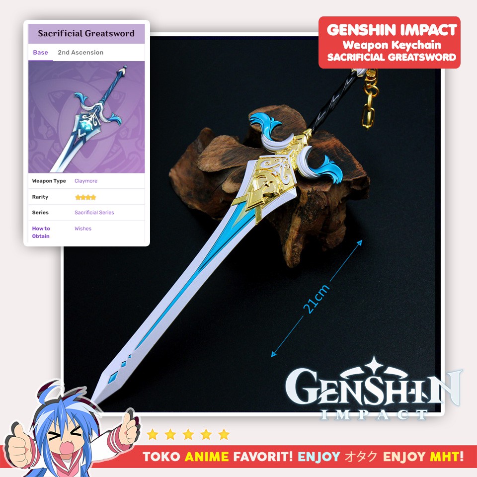 Gantungan Kunci Senjata Genshin Impact Sacrifical Greatsword Pedang