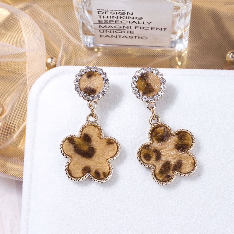 SIY  Women Leopard Print Geometric Round Square Drop Earrings Bamboo Maxi Jewelry