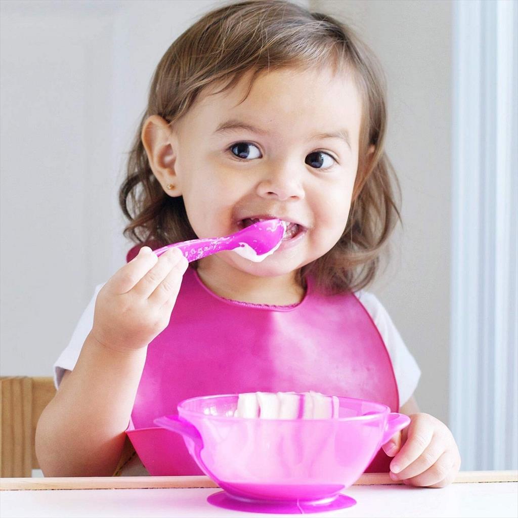 NUBY 126030 Garden Fresh Suction Bowl and Spoon Lid Pink