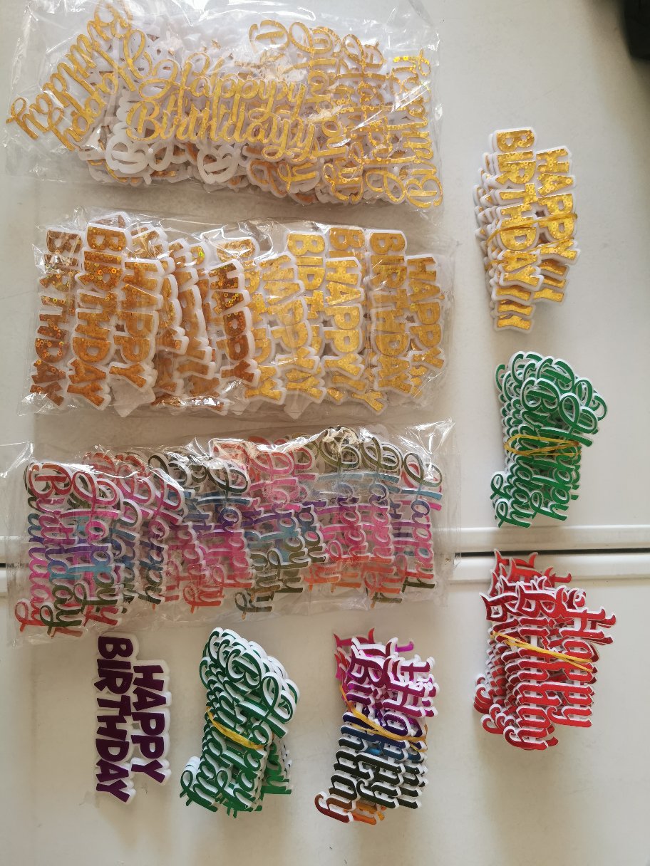 Ti-0101-a Topper Tulisan Tempel Happy Birthday Salad Buah Emas