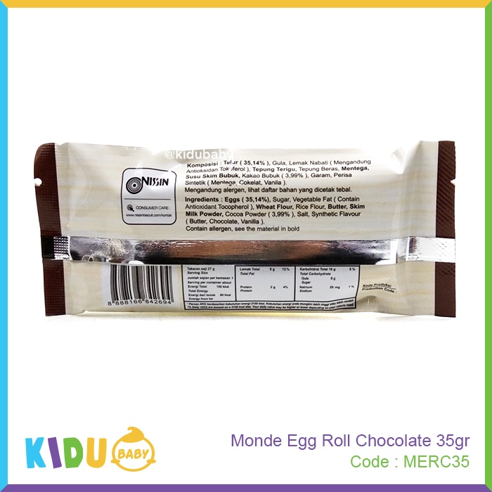 Monde Egg Roll 35gr Biskuit Cemilan Sehat Ibu &amp; Anak Kidu Baby