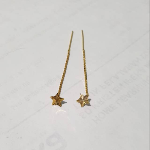 Anting Bintang Panjang Long Earring Star Gold Keren Toko Emas asli