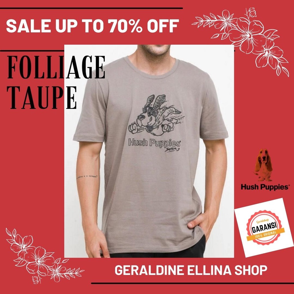 Pakaian baju kaos hush puppies original pria sale seri FOLLIAGE
