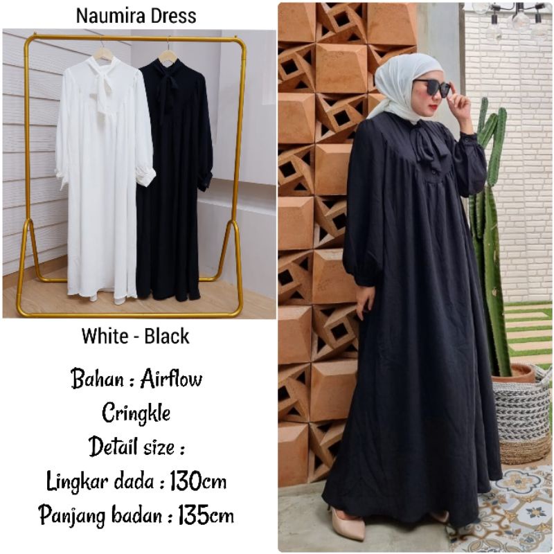 BJ Dress Gamis Katun Crinkle Airflow Wanita Jumbo Big Size Dress Ld 130 Numira Maxi