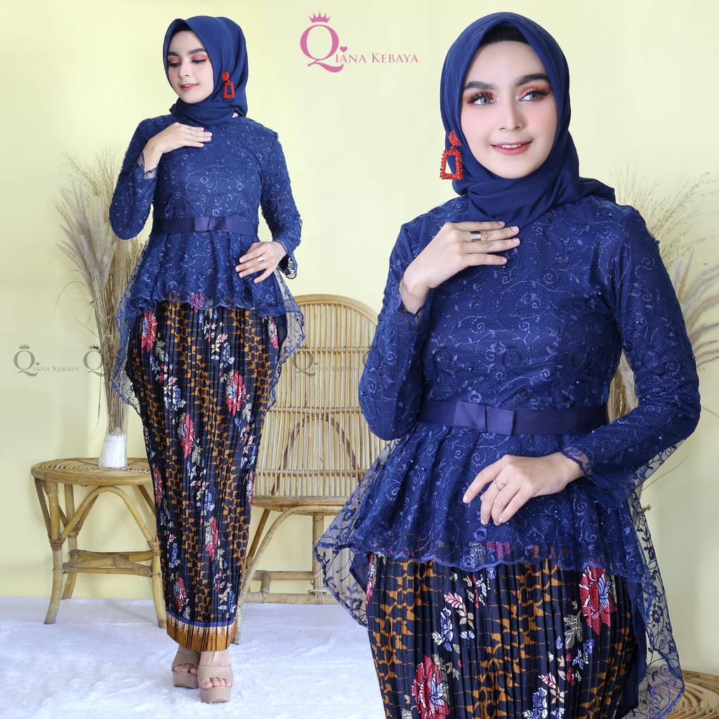 Stelan Kebaya aurora Tille/Gomes Pita/Kebaya Modern/Setelan Kebaya Brokat/Kebaya Couple/Kebaya Terbaru/kebaya wisuda/kebaya pengantin/set kebaya modern