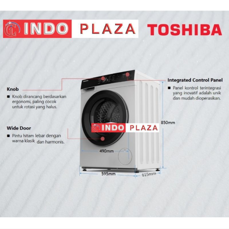 MESIN CUCI FRONT LOADING 9.5 KG - 10.5 KG / 10 Kg INVERTER TOSHIBA TW-BH105M4N