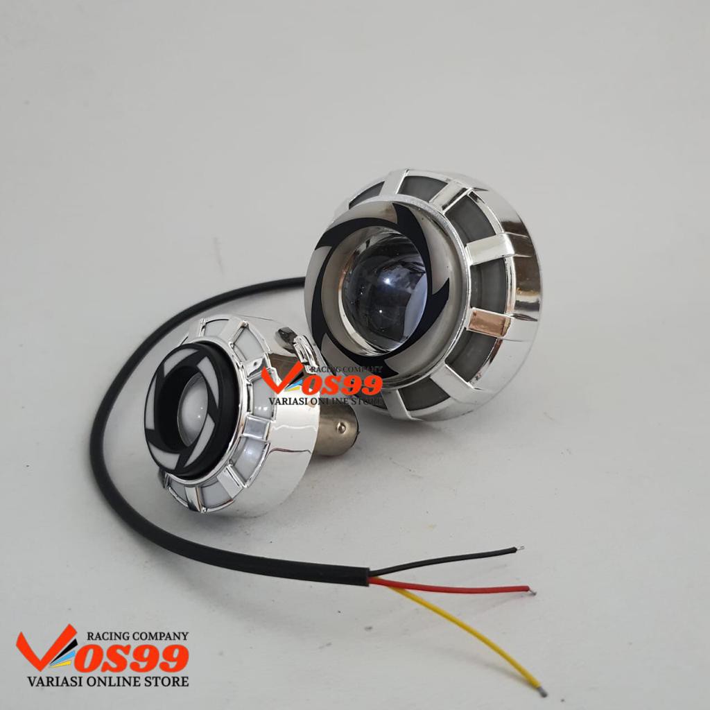 PAKET LAMPU PROJIE DEPAN 2.5 INCH LED DAN LAMPU STOP REM BELAKANG PROJIE MODEL - RAINBOW