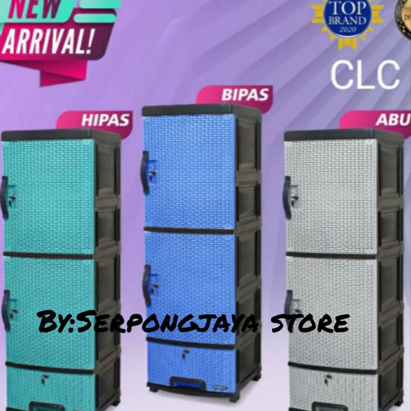 New Lemari Plastik K3 Sakura merk Napolly / Rak 2 Pintu 1 Laci / Lemari Baju Excel Napolly