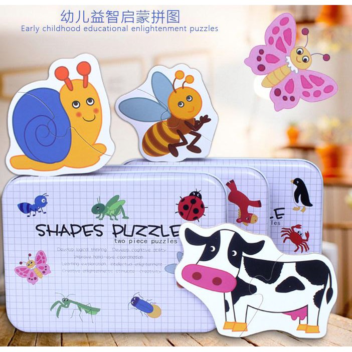 TweedyToys - Puzzle Kayu / My First Puzzle Kaleng Putih - Shapes Puzzle