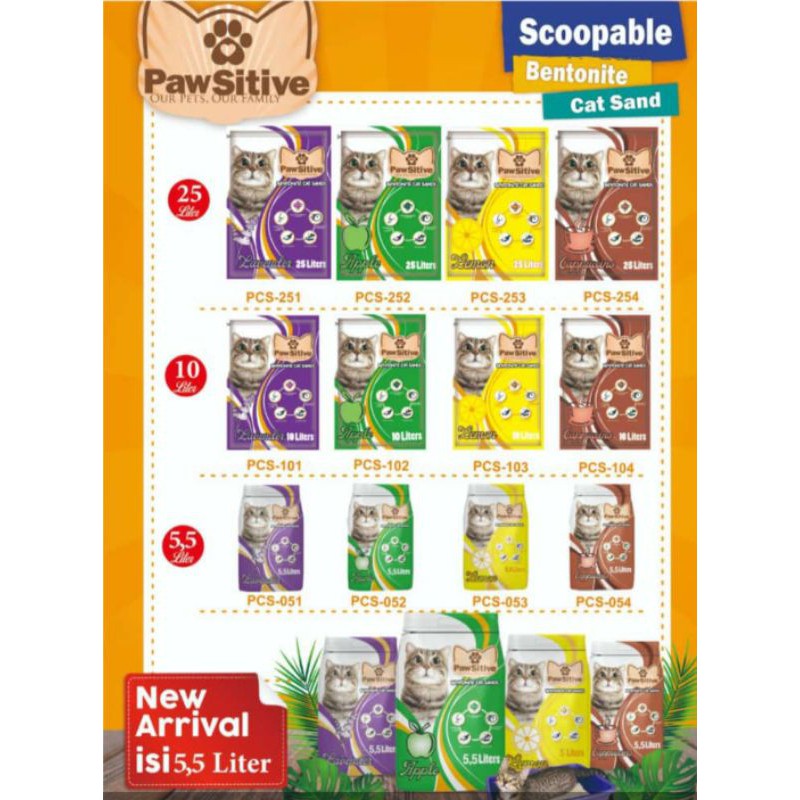 Pasir kucing bentonite Pawsitive 5,5 liter