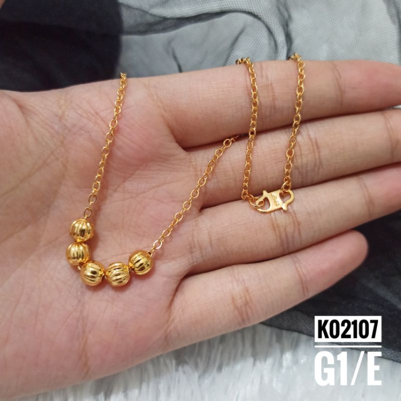 Kalung Rhodium Gold Fashion Bola Rantai K02107