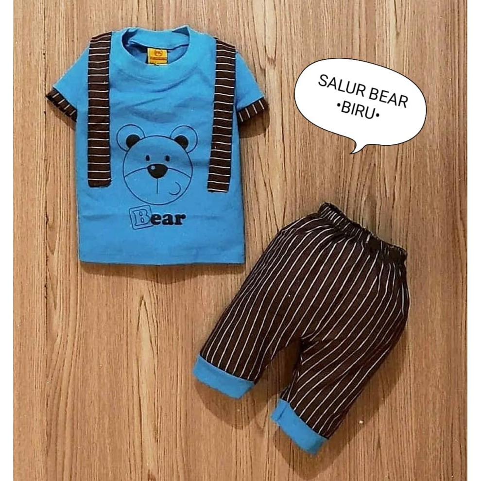 Klik Mds Setelan Baju Bayi Laki-laki 0-6 bulan Atasan Dan Celana Motif Anak Lucu Beruang / Baju bayi anak Laki - Laki