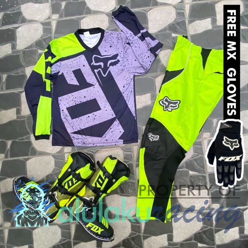 Jersey, Celana, Sarung Tangan &amp; Sepatu Fullprint with Protectors Fullset MX Trail Motocross - Paket Bundling FOCTFG030404-F41