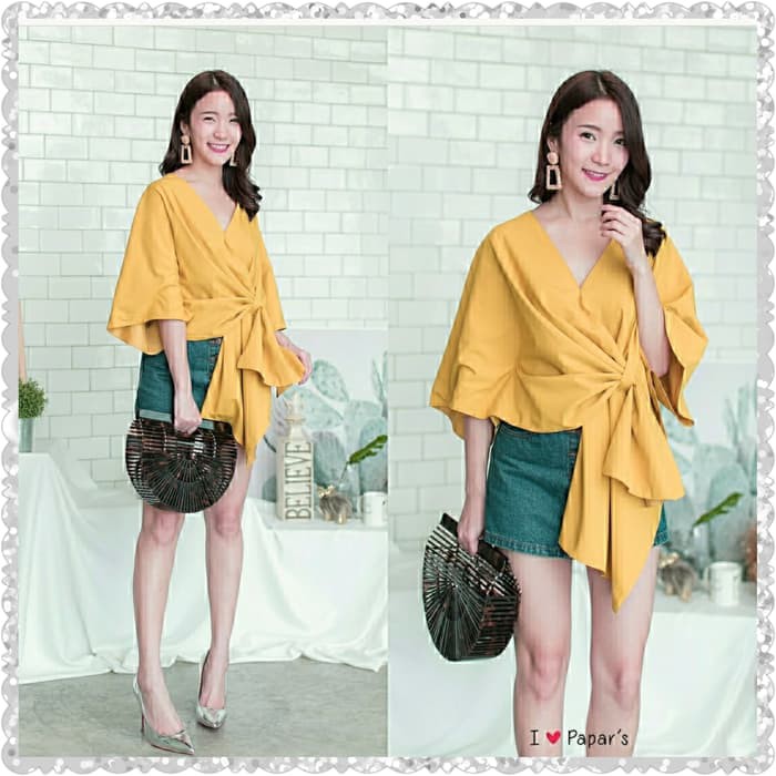 Baju Wanita - Atasan / Blouse Cewek Import Korea  Blouse Batwing Mona - Orange 72RFY