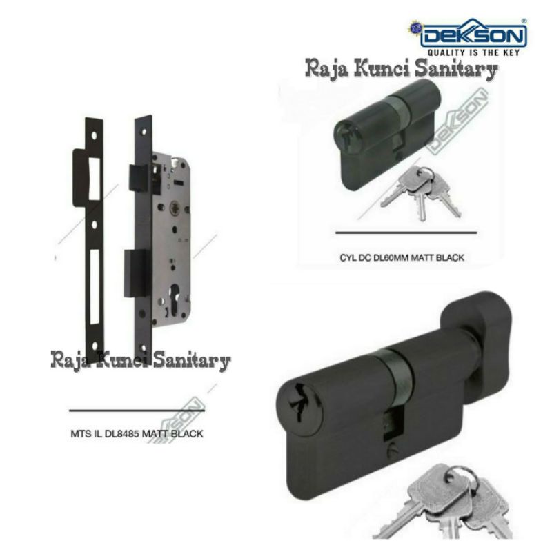 Lockcase Lidah Dekson MTS IL 8485 Matt Black/Kunci Lidah Dekson Hitam Black+Cylinder Dekson Black