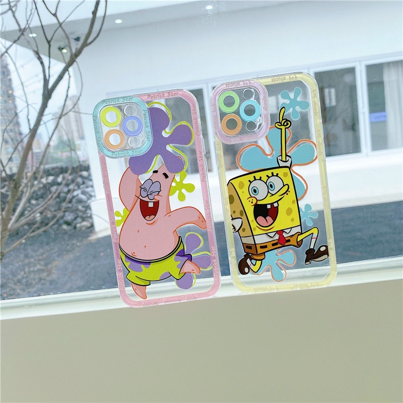 SpongeBob Angel eyes Shockproof Straight Cube Case iPhone 12 Pro Max 11 8plus 7plus 6 6s Plus 7 8 XR X XS MAX SE 11Pro Max iPhone 12 Mini TPU Soft Casing