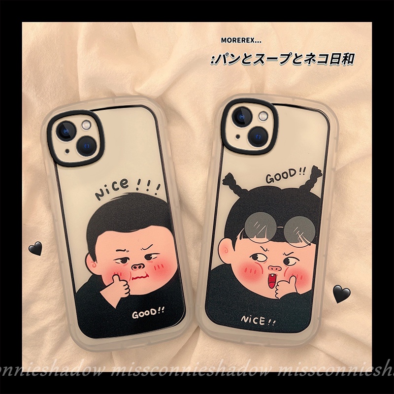 IPHONE Case Pasangan Untuk Iphone11 13 12 14 Pro Max Xr7 8 6s 6 Plus X XS Max Se2020 Kartun Lucu Pasangan Cowok Cewek Gemuk Huruf Soft Tpu Case Phone Cover