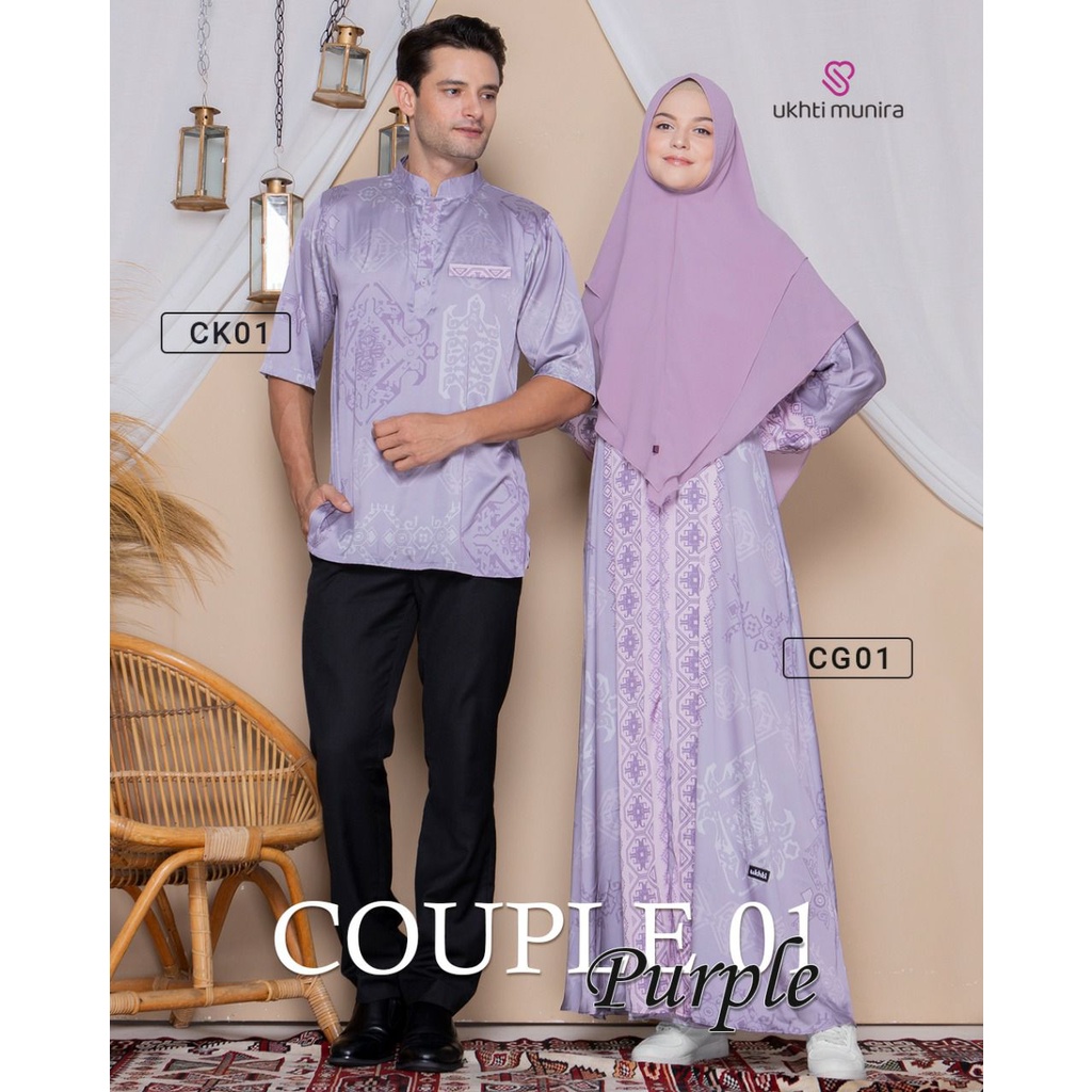 Ukhti Munira Baju Couple Lebaran Gamis Busui Koko Dewasa Premium Satin Mewah Sarimbit Lebaran Family