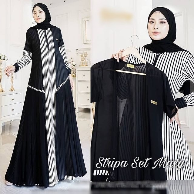 STRIPA SET MAXY Bahan MILANO MIX CERUTY ( DAPAT INER + OUTER PISAH / BUSUI ) WANITA TERBARU 2022