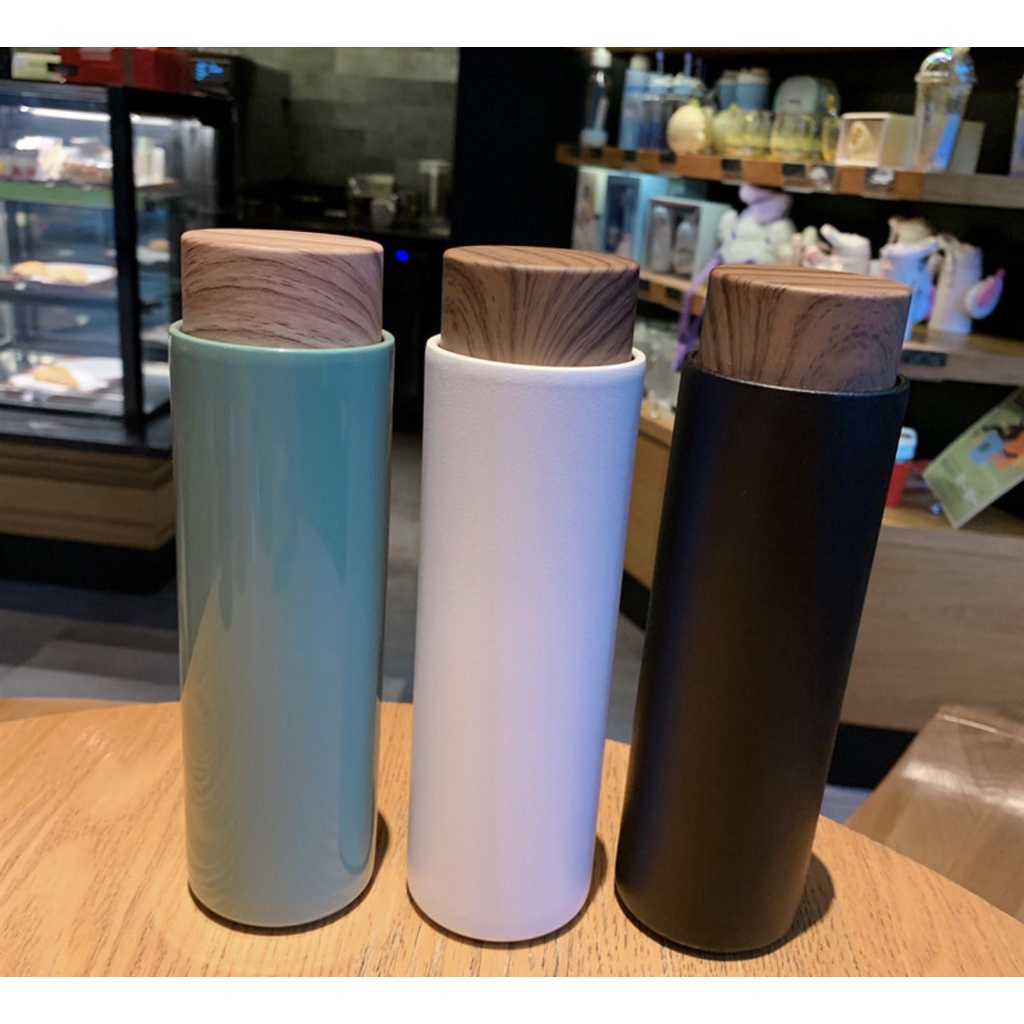 UNNISO - Botol Minum Thermos Tumbler Motif Tutup kayu BT05