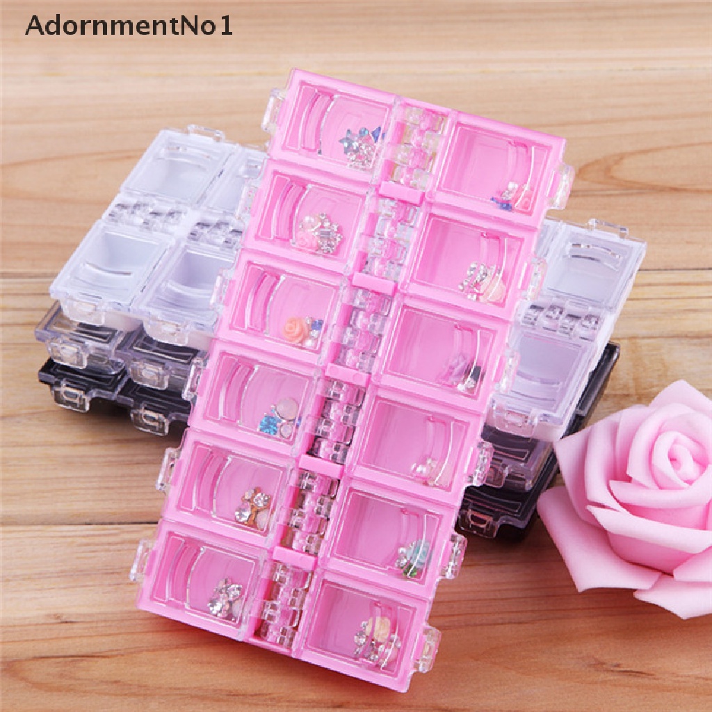 (AdornmentNo1) Kotak Penyimpanan / Organizer Perhiasan / Manik-Manik Nail Art 12 Slot Bahan Plastik