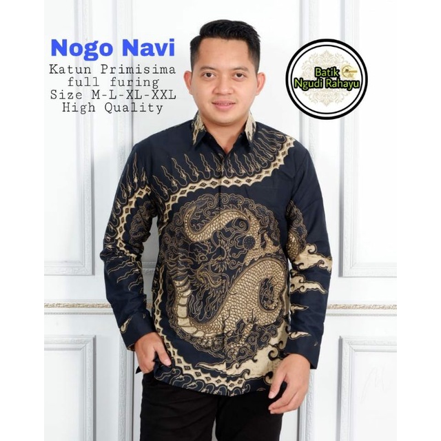 Batik Eksklusif Warna Navy Batik Pria Terbaru Warna Biru Dongker Batik Panjang Terbaru Batik NOGO