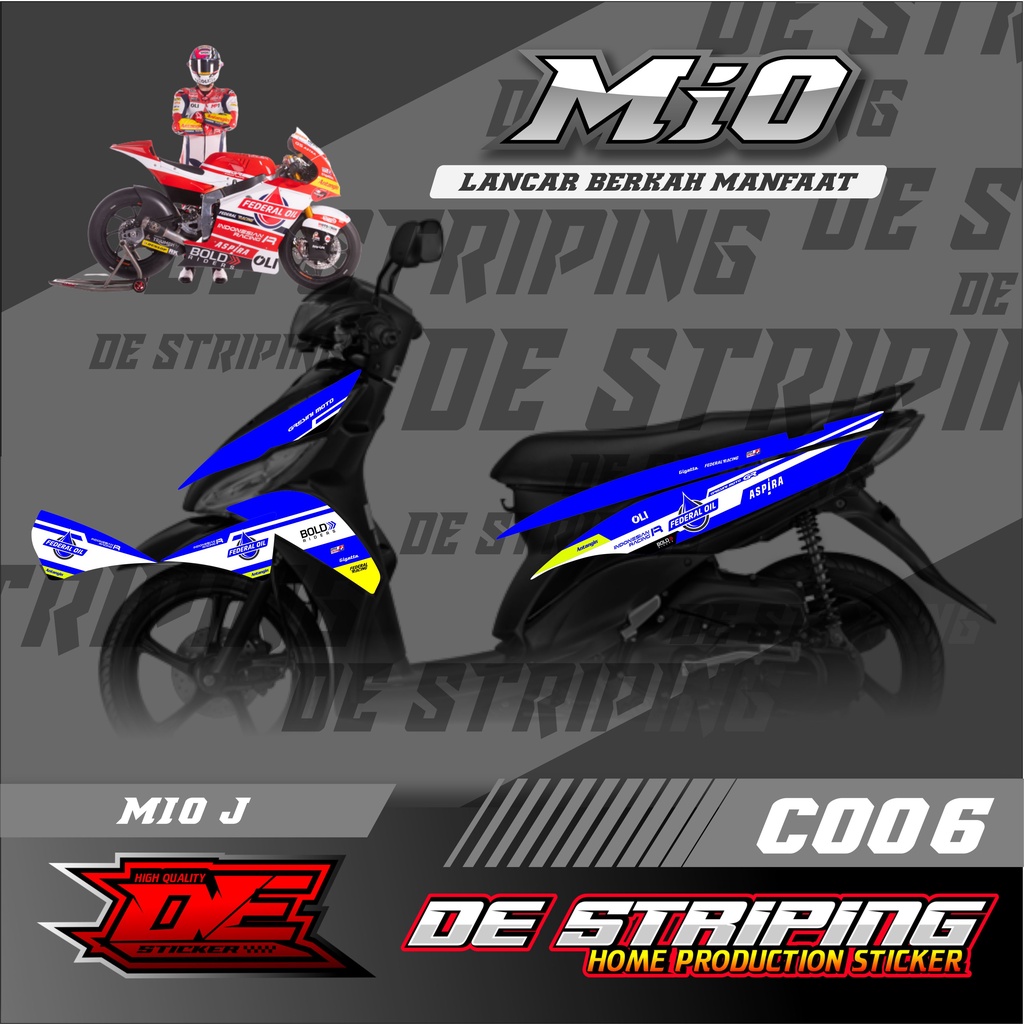 FEDERAL OIL STRIPING VARIASI STIKER MIO J (C006) STICKER MOTOR RACING SEMI FULL VARIASI STIKER KEREN