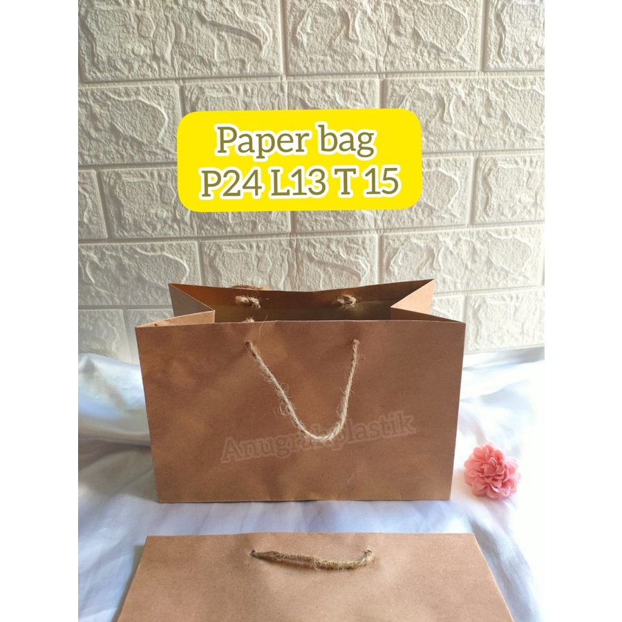 

Paper bag coklat / tas kertas P24 L13 (per lusin)