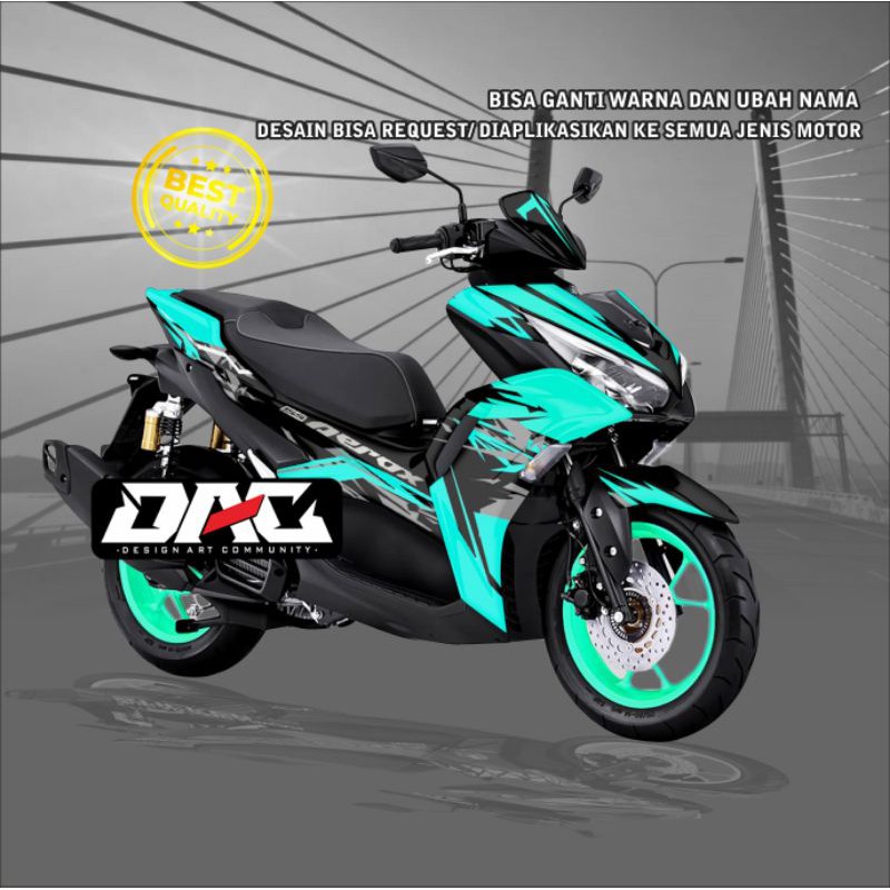 Sticker Decal full body grafis simple  yamaha aerox hijau stabilo abu-abu