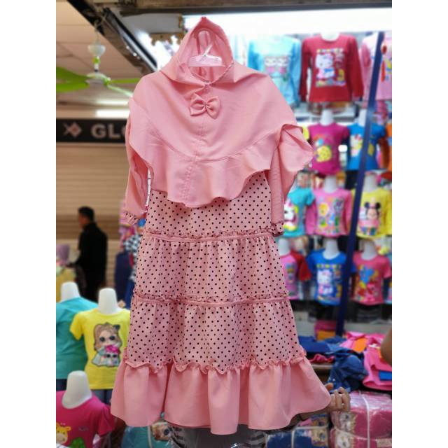 Gamis Anak Polka Rempel Susun Shopee Indonesia