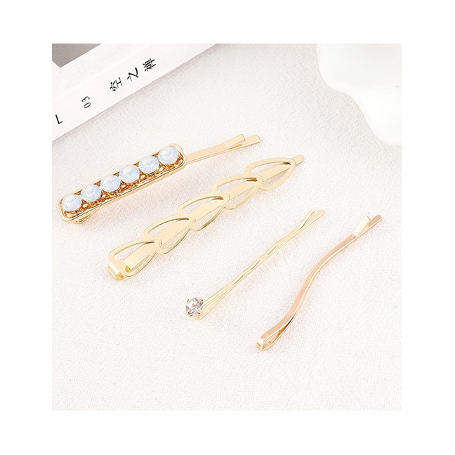 LRC Jepit Rambut Fashion Gold Diamond Hair Clip Set Y61541