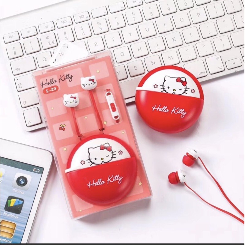 Headset Karakter HK Earphone Headphone Mic Super Bass handfree Pink And Red