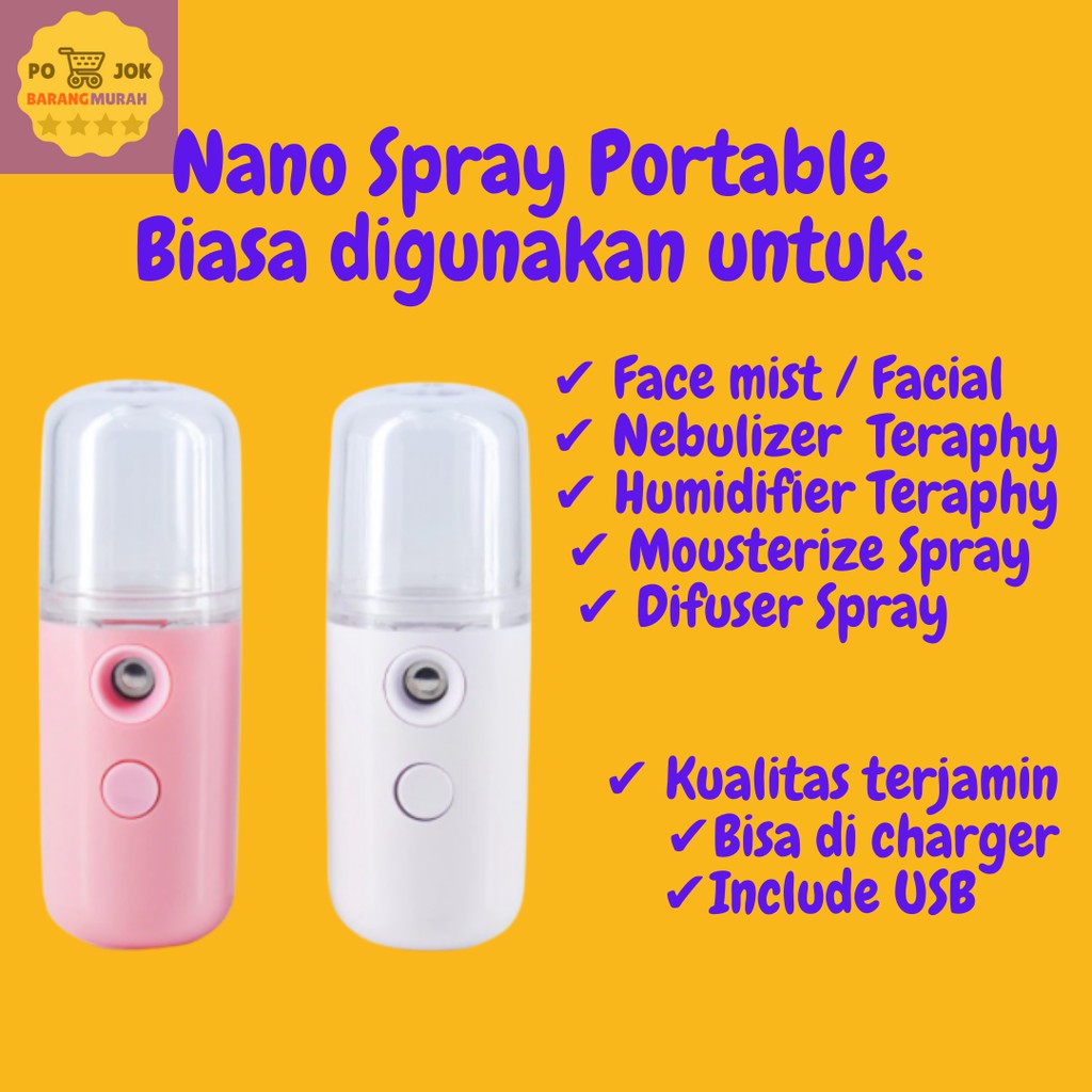Promo bulan ini Nano Spray - Face Mist - Humidifier -Diffuser - Nebulizer Spray portable rechargable