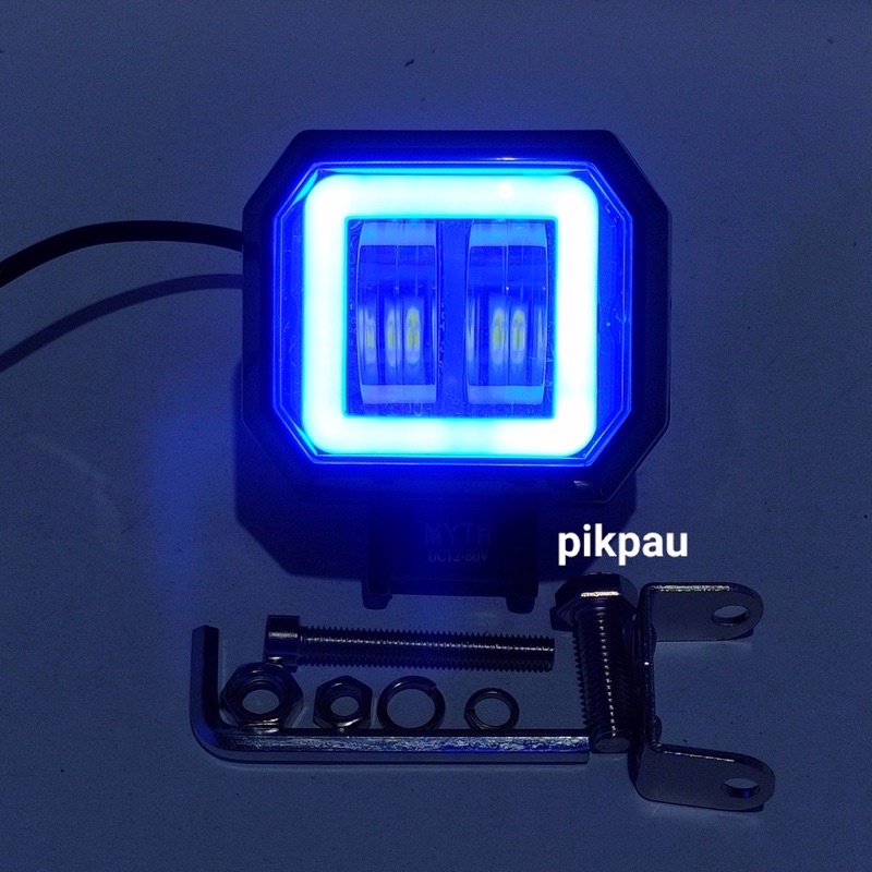 type H series Lampu tembak sorot LED CWL 2 mata lensa 4D 20watt cree angel eye biru breket spion