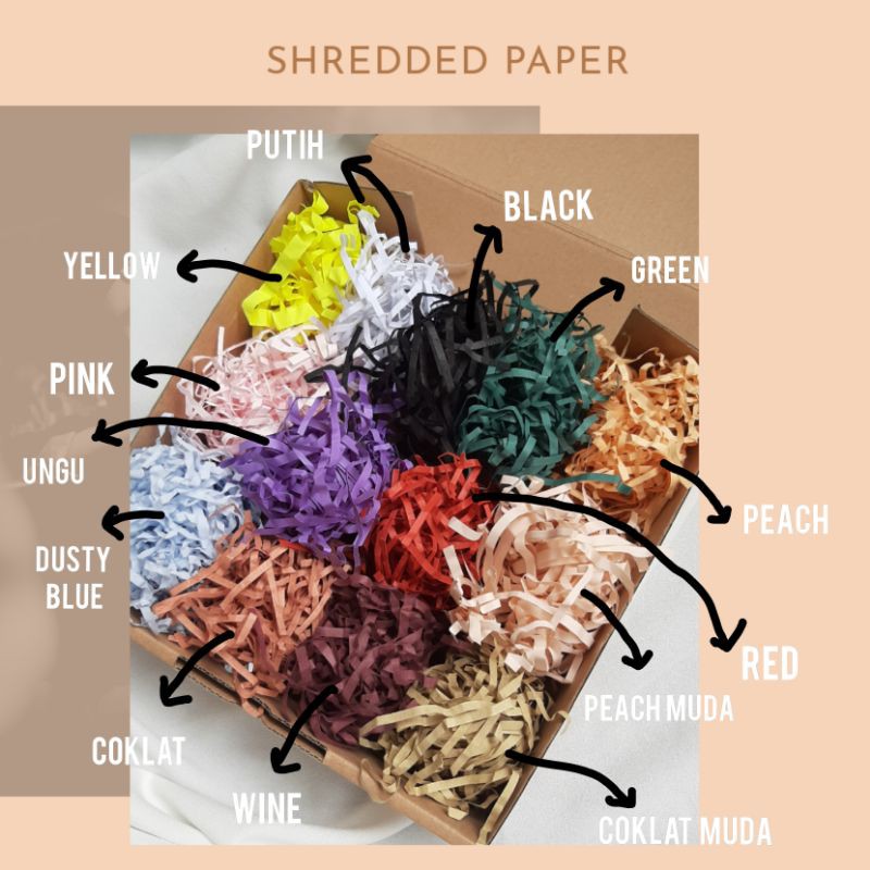 

Gift Box Filler Shredded Paper/Wrap Paper/isian parcel/kertas cacah/kertas serut/potongan kertas