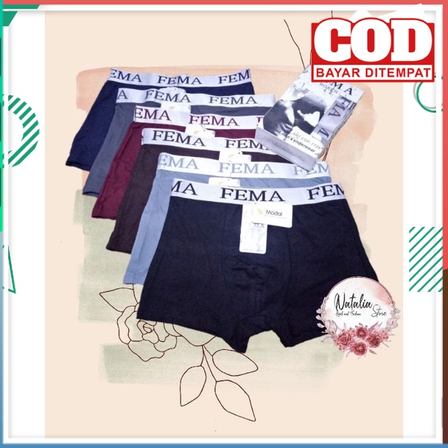 TERMURAH • celana dalam pria boxer fema • celana dalam boxer cowok fema dewasa ( 1 pcs ) bisa COD