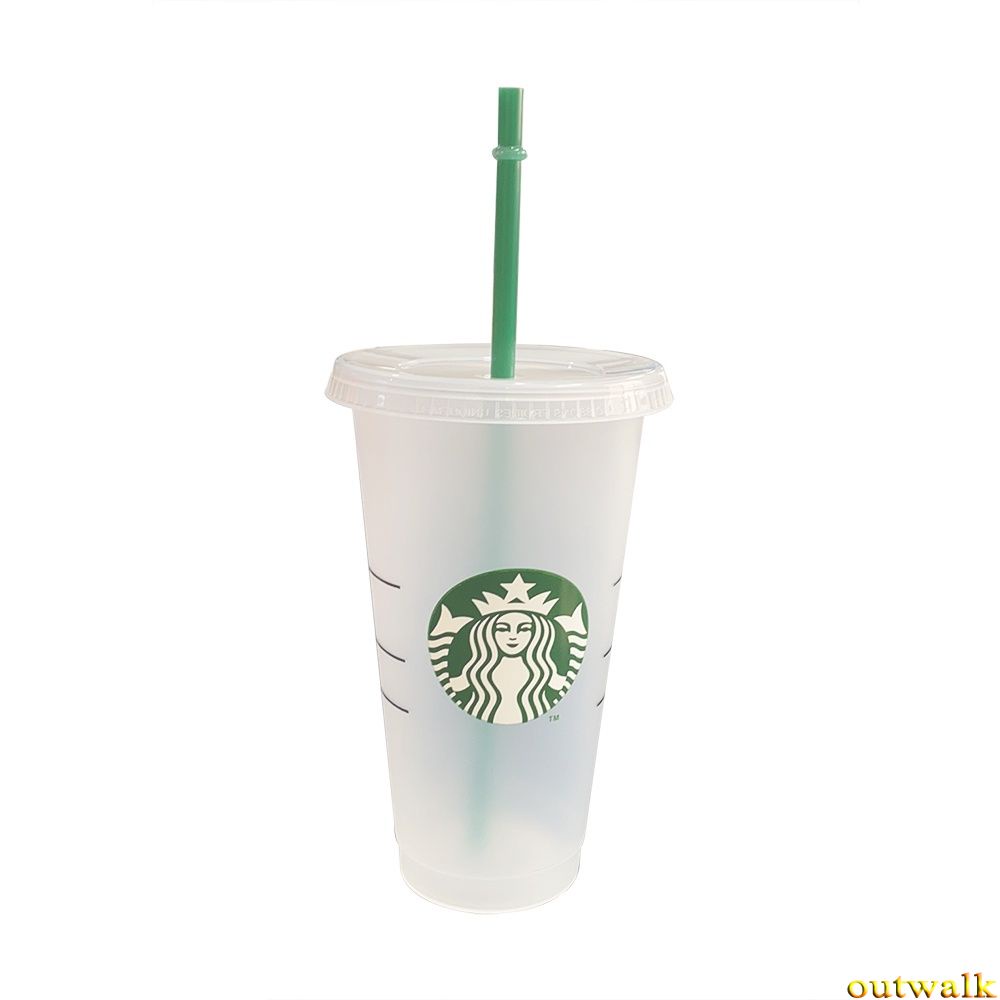 Cangkir Minum Desain Starbucks Bahan Plastik, Dapat Berganti Warna, 24oz