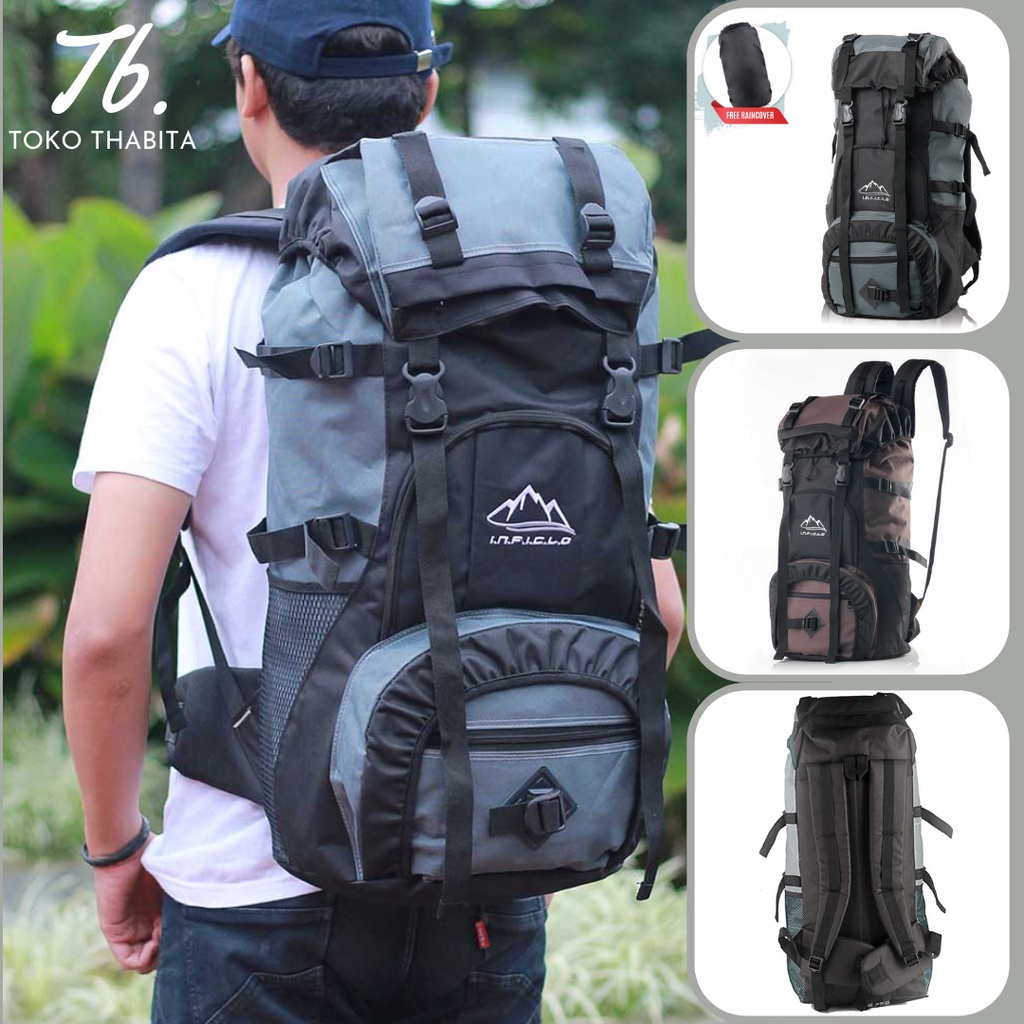 Inficlo Carier Tas Punggung Gunung 60 Liter Ransel Outdoor Backpack Pria