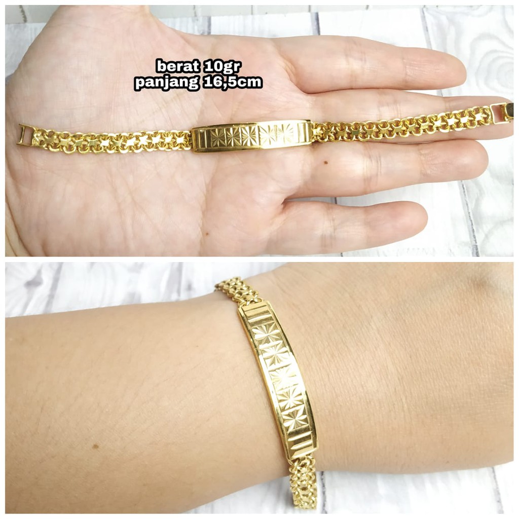 GELANG PLAT UKIR GOLD PERAK ASLI S925 GLOBAL JEWELLERY CG023