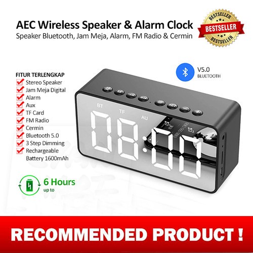 Speaker Mini Bluetooth + Radio FM + Jam Meja + Jam Weker Digital(P6P0) speaker mini digital multimed
