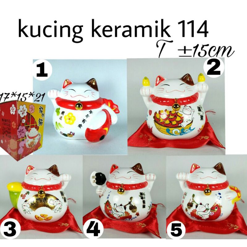 pajangan kucing hoki maneki neko keramik 114