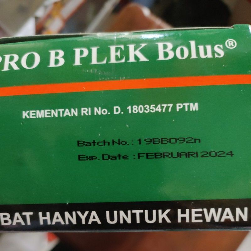 Pro B plek 1 BOLUS  rasa jeruk-vitamin B kompleks hewan bkompleks tablet komplex