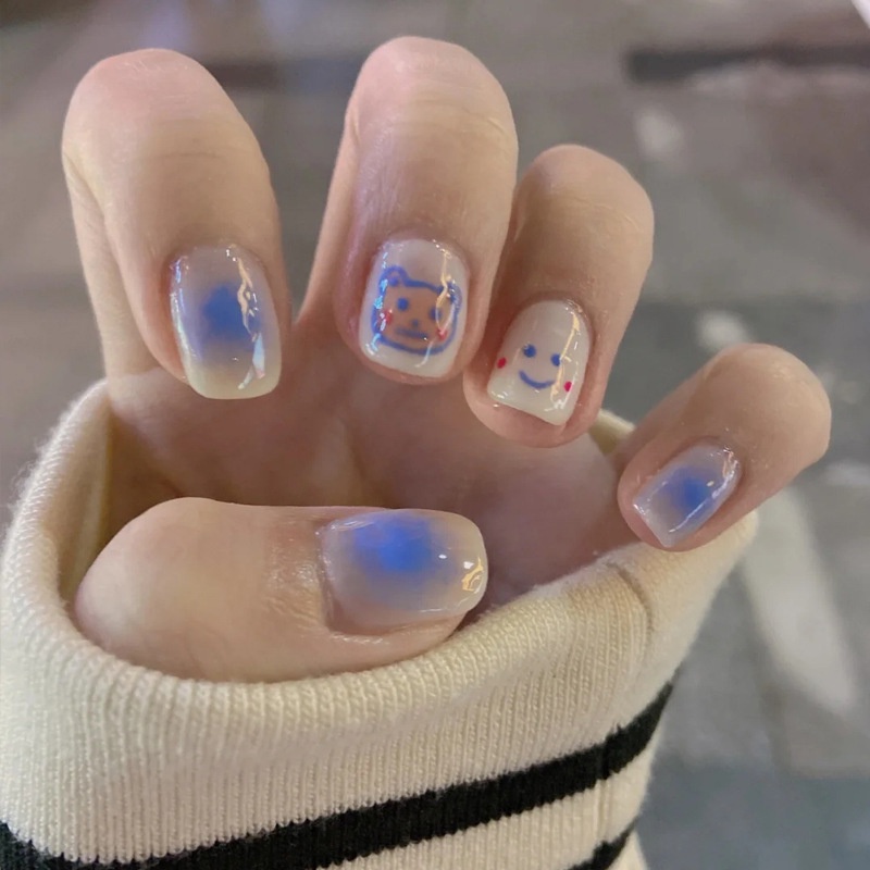 24pcs Kuku Palsu Panjang Dengan 24 stickers-D132