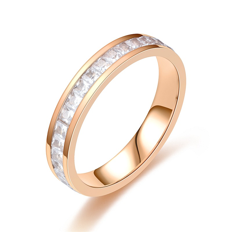 Cincin Emas Asli Kadar 375 Crystals Cincin RoseGold  (Size:5-8#) 824C2#