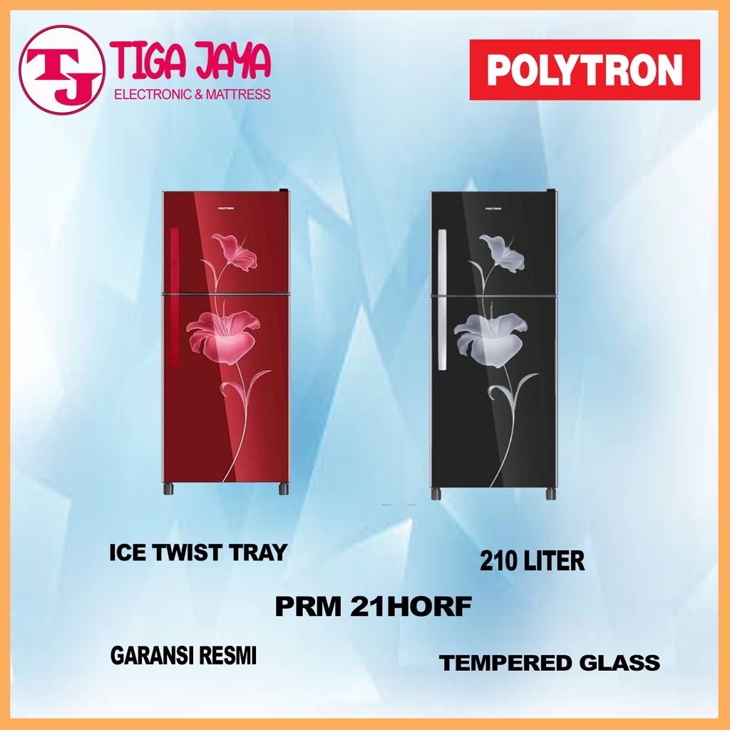 POLYTRON KULKAS PRM 21HORF KULKAS 2 PINTU KULKAS RPM21RED BLACK