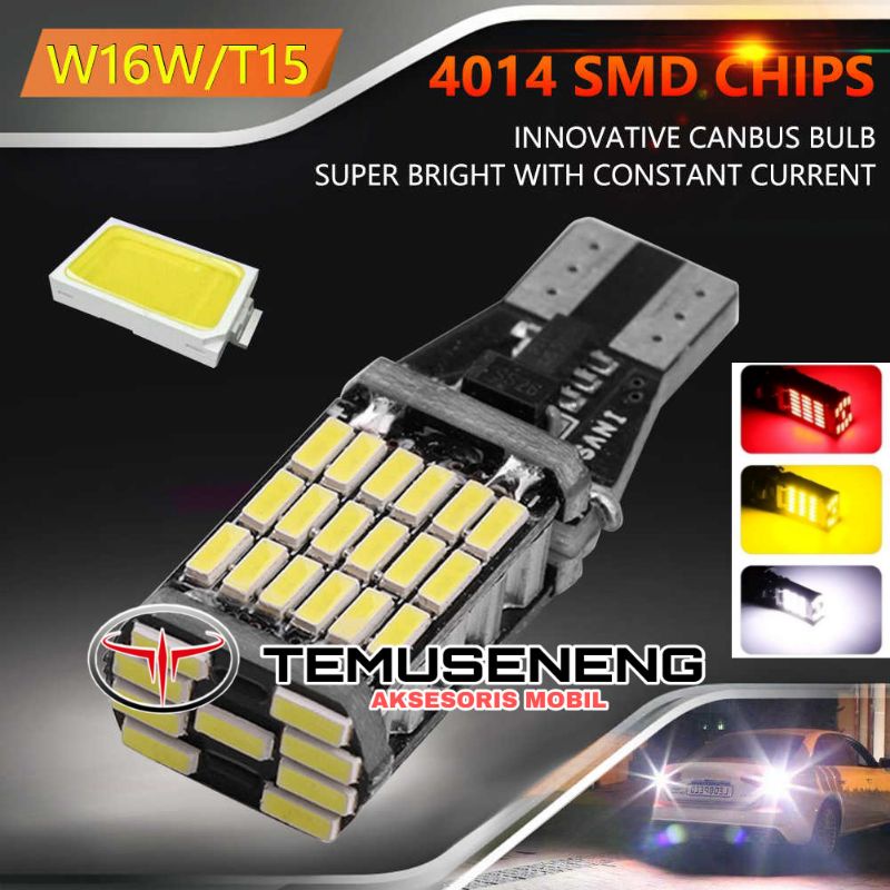 Lampu Led T10 T15 45 tancap  Led Mundur Mobil Sen Kota Motor W16W Canbus