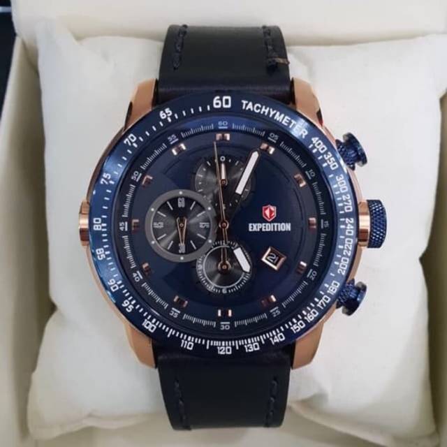 Jam Tangan Pria Expedition E 6372 Blue Gold Original - Garansi Resmi