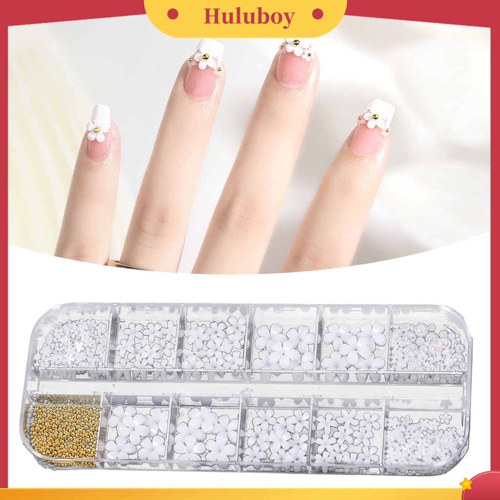 Huluboy Huluboy♡ Ornamen Kelopak Bunga Bahan Resin Warna Putih Untuk Dekorasi Manicure